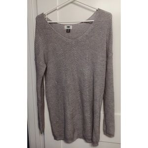 Knitted slouchy gray sweater